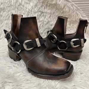 Freebird By Steven Truce Distressed Brown Leather Ankle Boots Size 8 All Leather